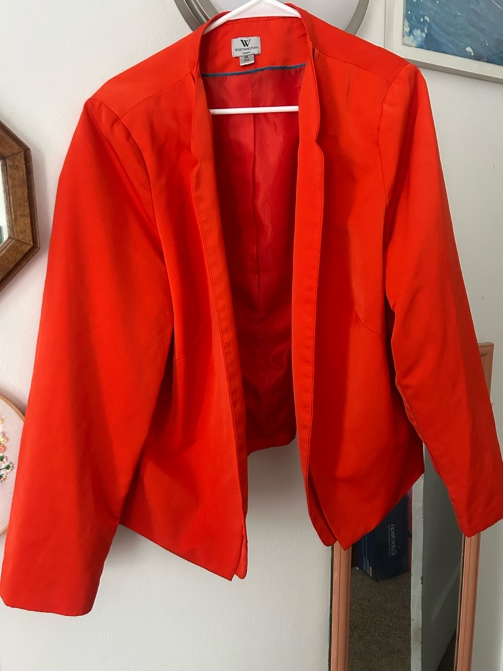 Worthington Vibrant Orange-Red Open-Front Blazer
